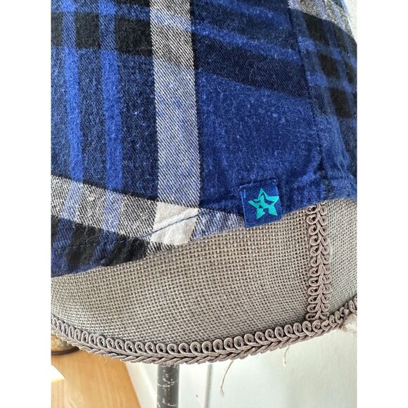 Y2k Nollie Blue Plaid Button-Down Flannel Shirt size Small - Picture 4 of 7
